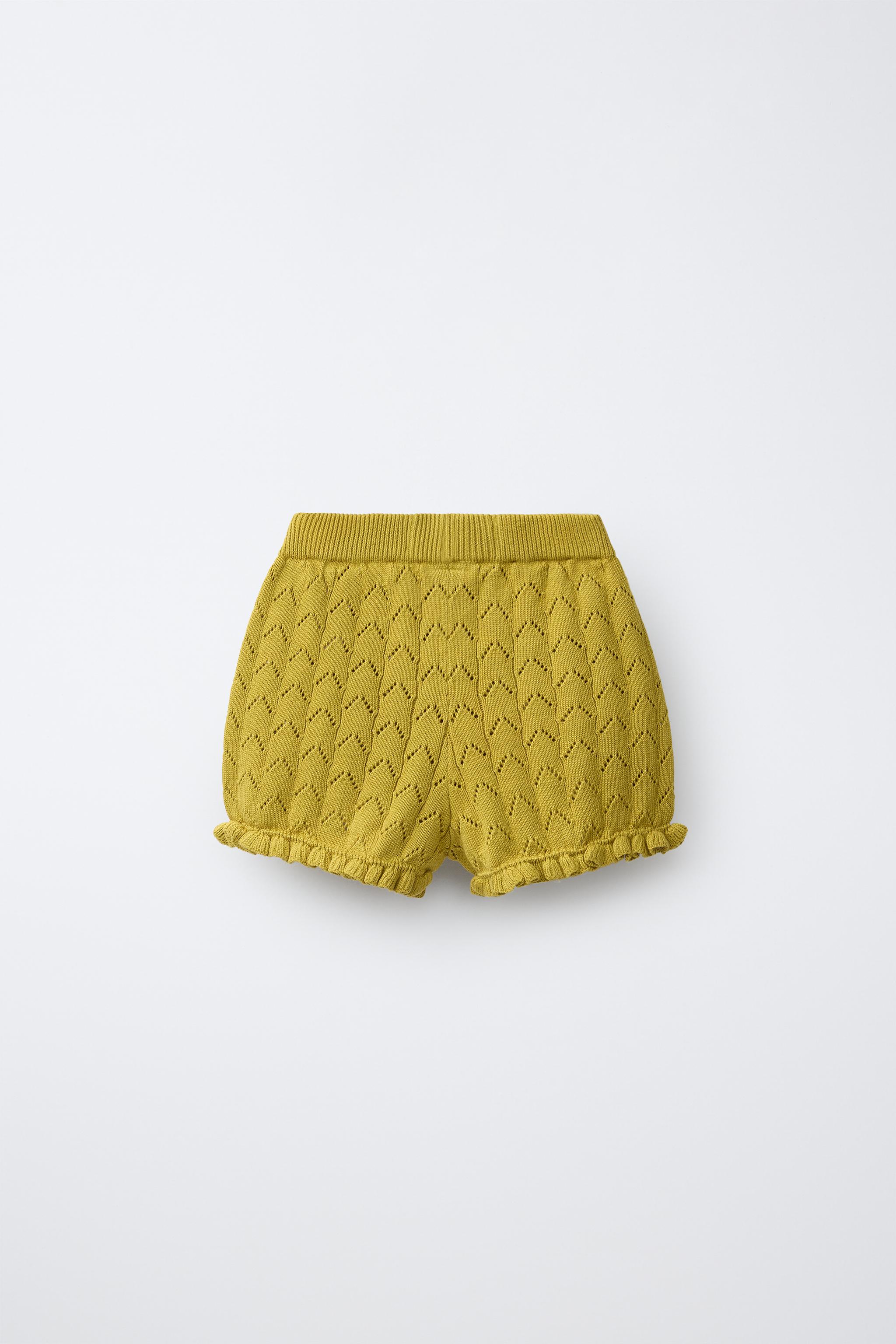 COTTON LINEN EMBROIDERED KNIT SHORTS